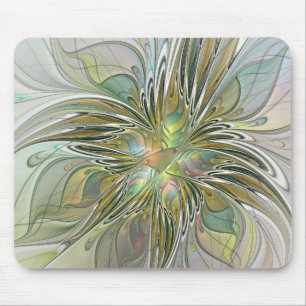 Tapis De Souris Floral Fantasy Modern Fractal Art Flower With Gold