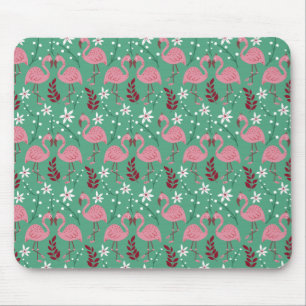 Tapis De Souris Floral flamingo sans couture motif rose vert