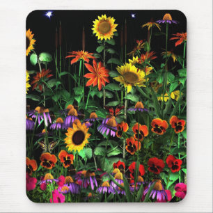 Tapis de souris floral fleurs la nuit moitié 2