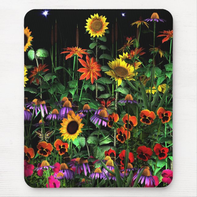 Tapis de souris floral fleurs la nuit moitié 2 (Devant)