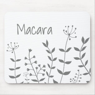 Tapis De Souris Floral gris et blanc