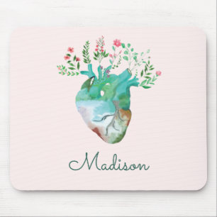 Tapis De Souris Floral Heart Health Pretty Anatomy Personalized