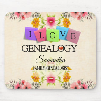 Tapis De Souris Floral I love Genealogy Mousepad