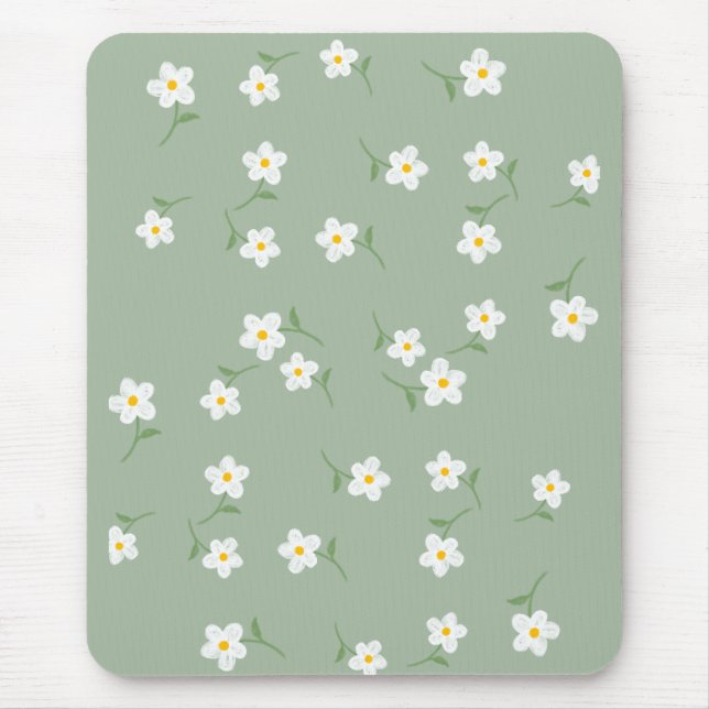 Tapis de souris floral Marguerite Sage  (Devant)