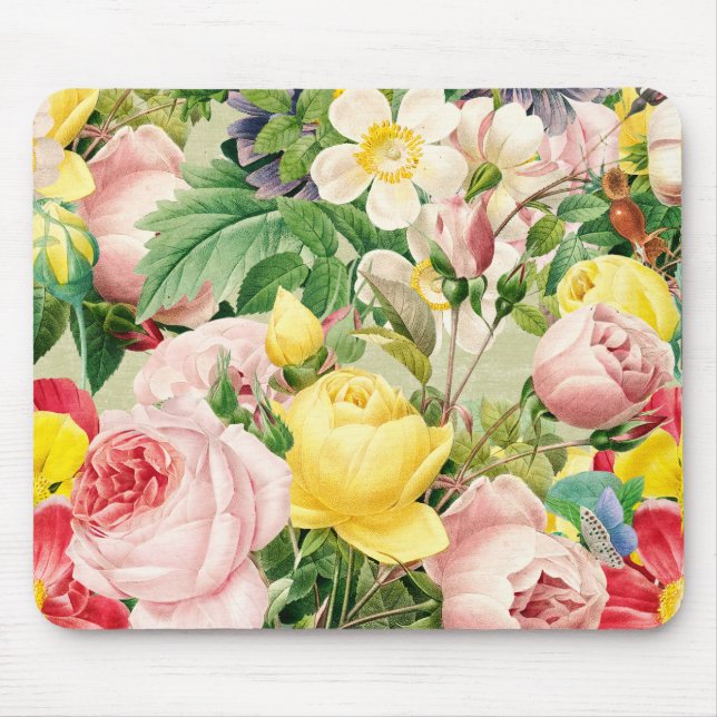Tapis De Souris Floral Medley, Rose Vintage (Devant)