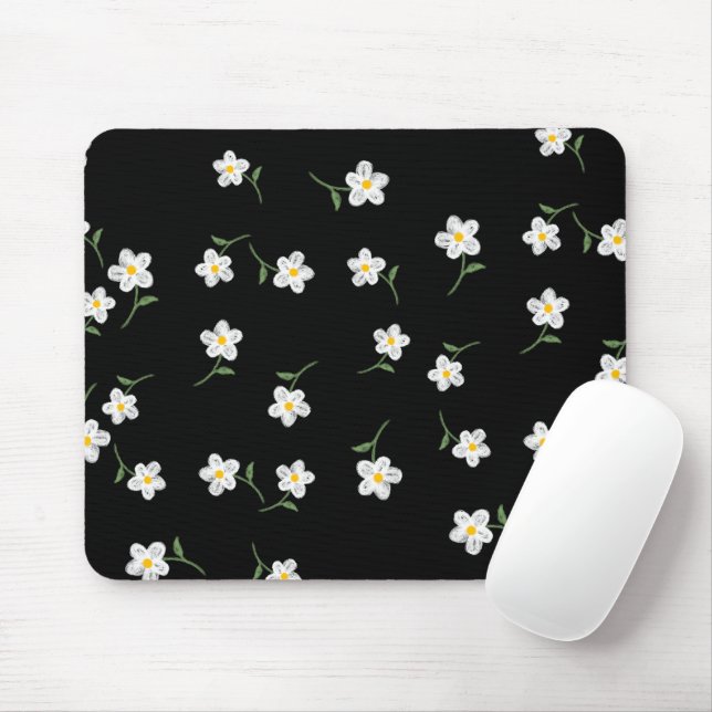 Tapis de souris floral Midnight Daisy  (Avec souris)