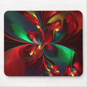 Tapis De Souris Floral moderne Art Abstrait Rouge Vert Motif #11