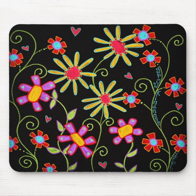 Tapis De Souris Floral noir croissance gentillesse amusant (Devant)