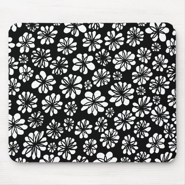 Tapis De Souris Floral noir et blanc (Devant)