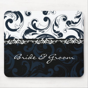 Tapis De Souris Floral noir et blanc