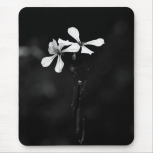 Tapis De Souris floral noir et blanc minimal