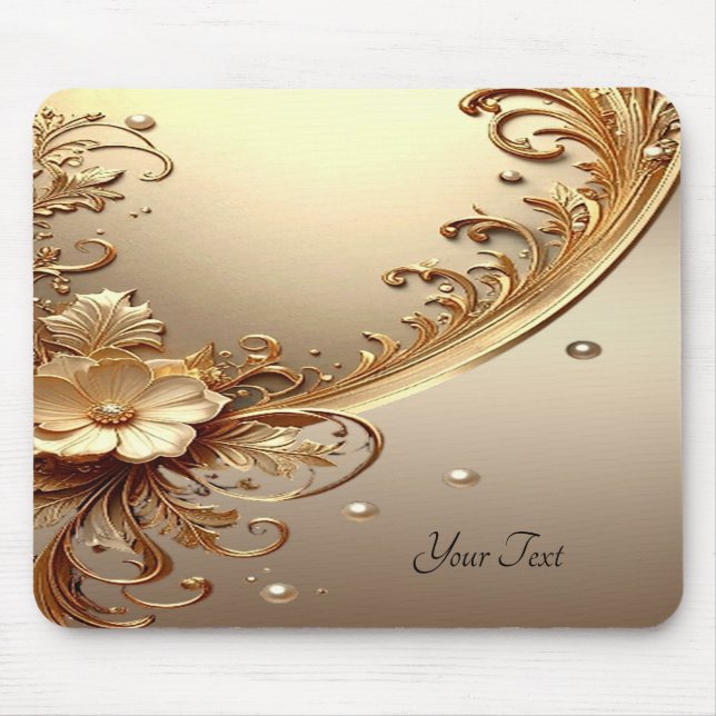Tapis de souris floral orné doré (Devant)