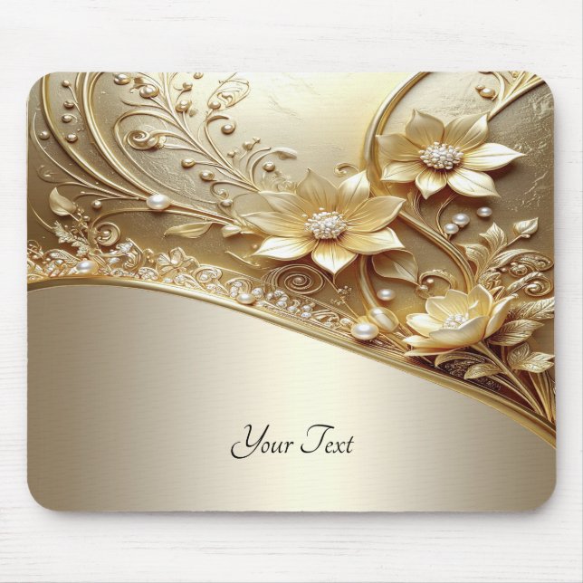 Tapis de souris floral orné moderne avec perles (Devant)