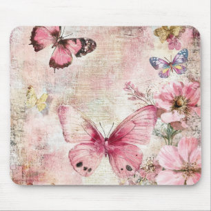 Tapis de souris floral papillon vintage