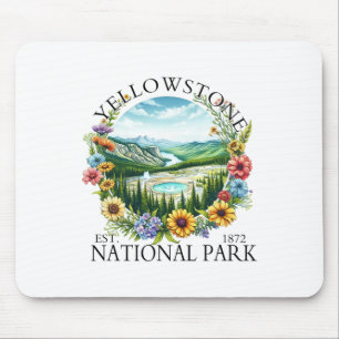 Tapis De Souris Floral Parc national de Yellowstone Randonnée Camp