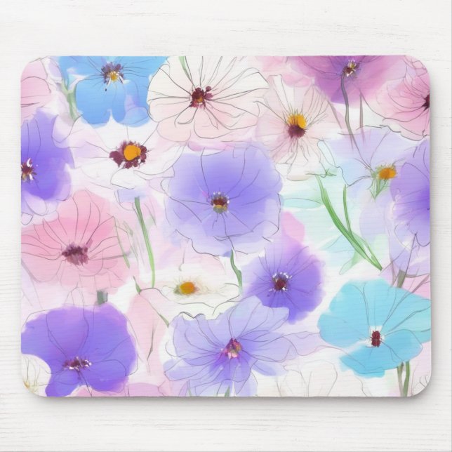 Tapis de souris floral Pastel Bloom Flow (Devant)