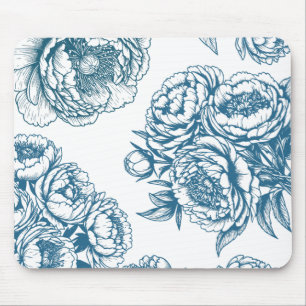 Tapis De Souris Floral Peony Blue