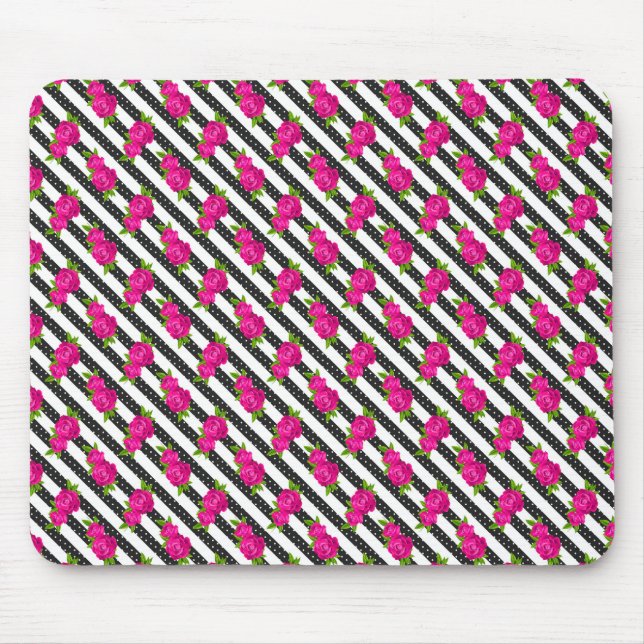 Tapis De Souris Floral Pink en stripes verticales (Devant)