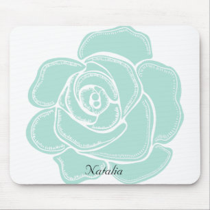 Tapis De Souris Floral Rose à la menthe