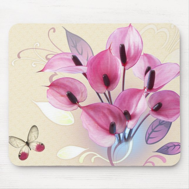 Tapis De Souris floral rose élégant (Devant)