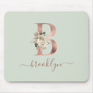 Tapis De Souris Floral Rose Gold Monogram