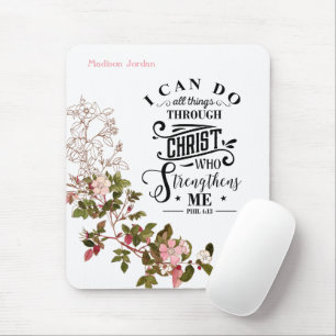 Tapis De Souris Floral Rose Je Peux Faire Tout Par Christ