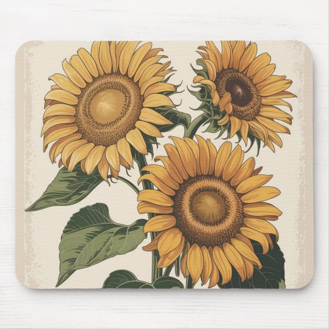 Tapis de souris floral rustique de la ferme de tou (Devant)