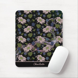 Tapis De Souris Floral sans couture motif coloré nom personnalisé
