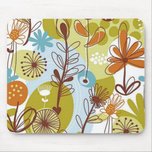 Tapis De Souris Floral sans fil Motif rétro oranges dorées amusant