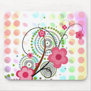 Tapis De Souris Floral sur des points