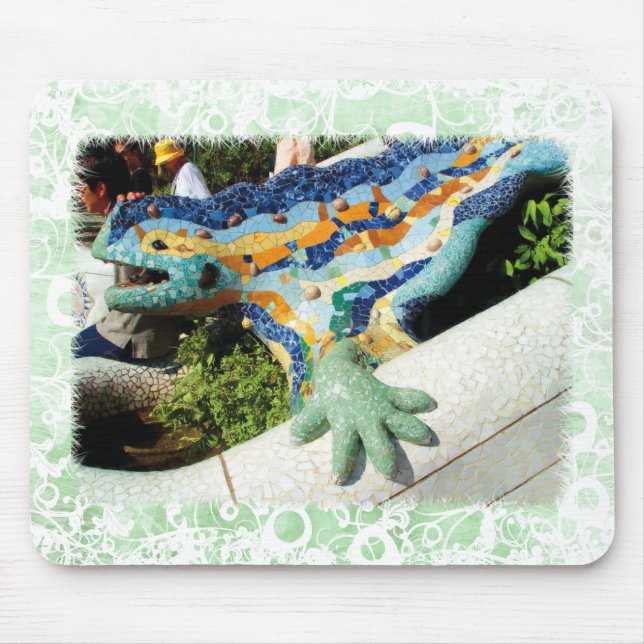 Tapis de souris floral vert Gaudi Lizard (Devant)