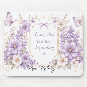 Tapis de souris floral violet en soie modifiable