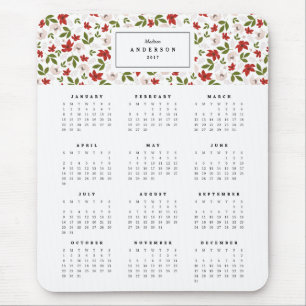 Tapis De Souris Florales festives Calendrier annuel Mousepad