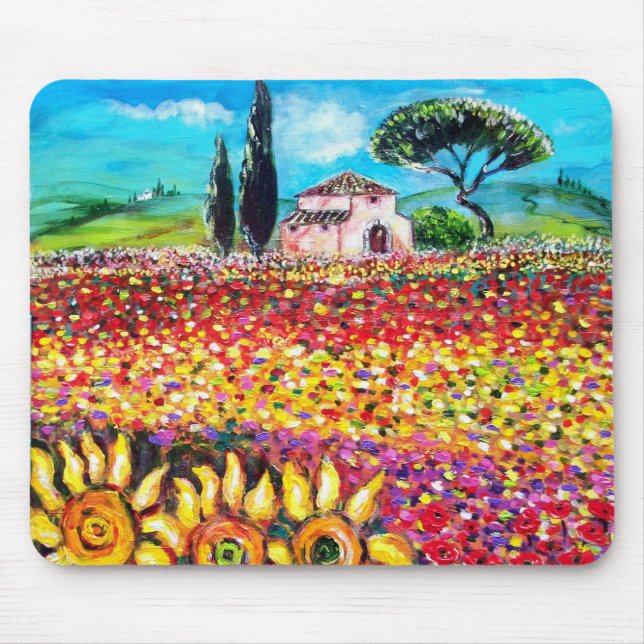 Tapis De Souris FLORE EN TOSCANE/ Champs, Pépites et tournesols (Devant)