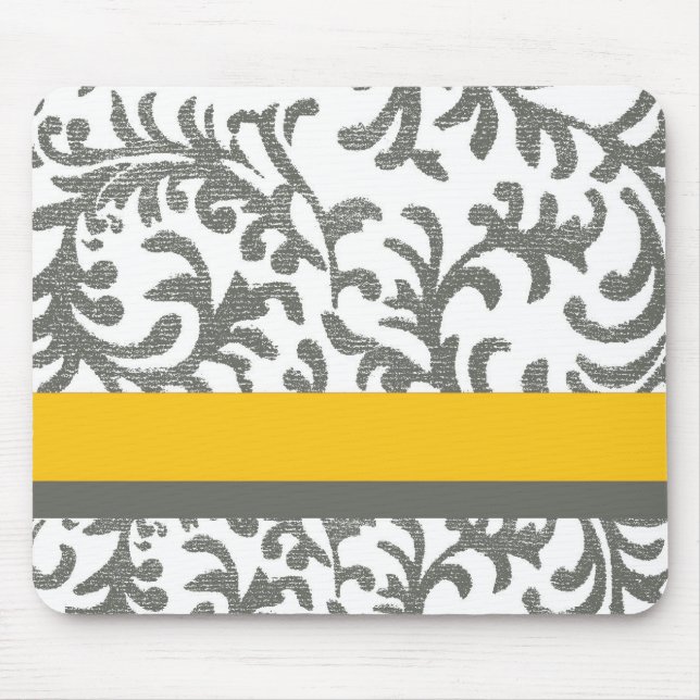 Tapis De Souris Flore jaune et gris (Devant)