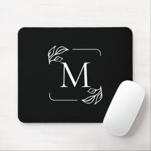 Tapis De Souris Flore minimaliste noir et blanc