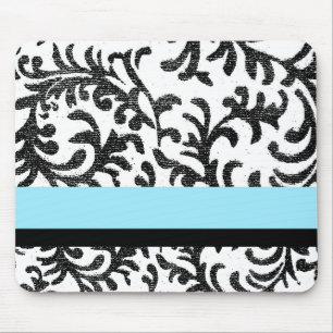 Tapis De Souris Flore turquoise et noire