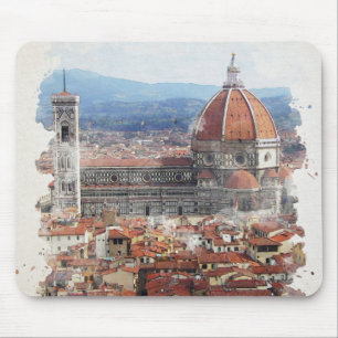 Tapis De Souris Florence Italie Aquarelle Art