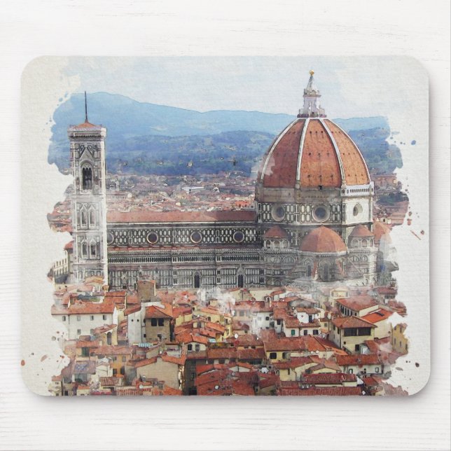 Tapis De Souris Florence Italie Aquarelle Art (Devant)