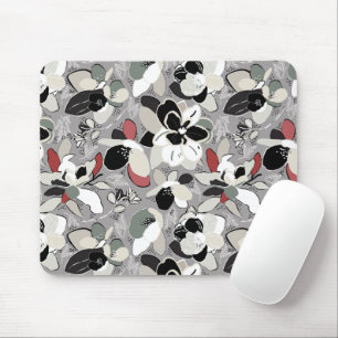 Tapis De Souris Flores d'hiver gris noir