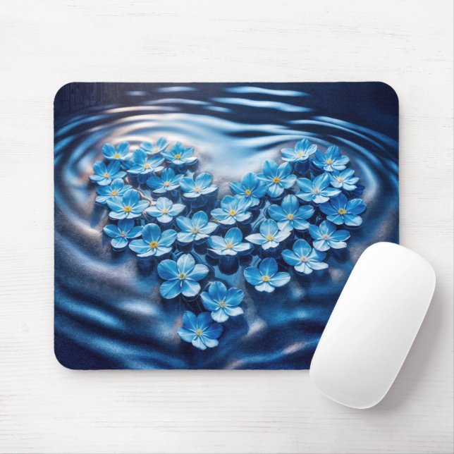 Tapis De Souris Flottant Oublier-Me-Pas Coeur Bleu (Avec souris)