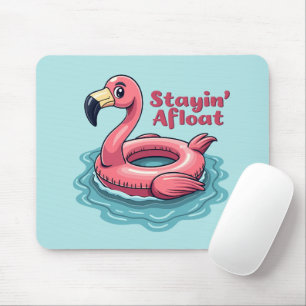 Tapis De Souris Flotteur Flamant Rétro Été Drôle