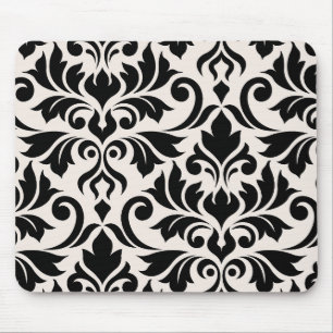 Tapis De Souris Flourissant Damask Art I Black on Cream
