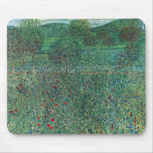 Tapis De Souris Flower Field in Litzlberg Klimt, Vintage Landscape