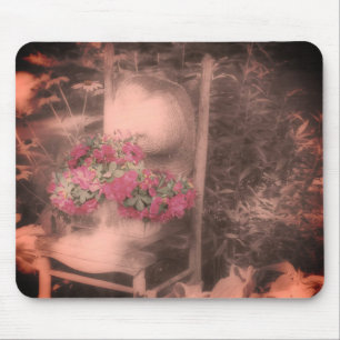 Tapis De Souris Flower Garden Chaise Vintage Noir Et Blanc