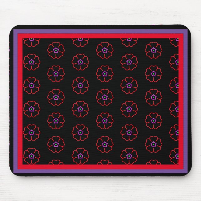 Tapis De Souris Flower on a Black Background Custom Personalized (Devant)