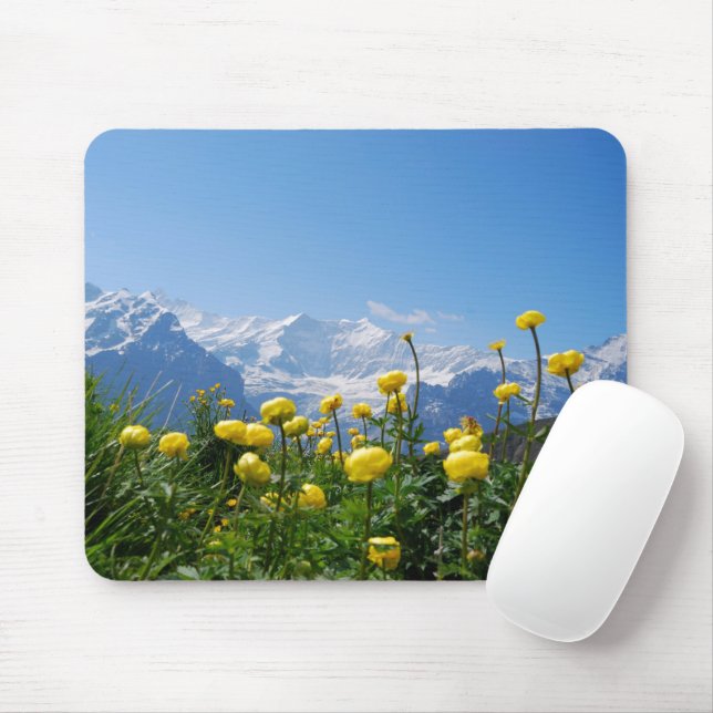 Tapis De Souris Flowers (homonymie) | Eiger Monch Swiss Alps (Avec souris)