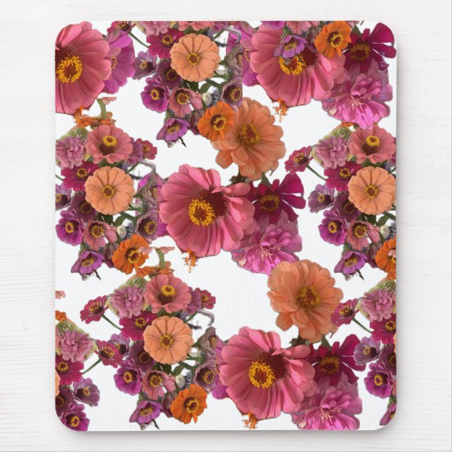 Tapis De Souris Flowers Zinnia Bouquet Maureen Girard Colorful (Devant)