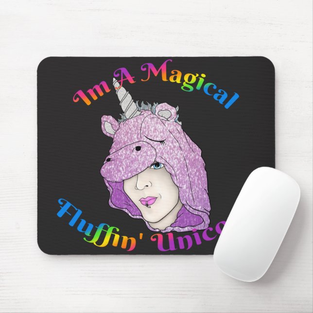 Tapis De Souris Fluffin magique Unicorne Mousepad (Avec souris)