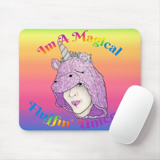 Tapis De Souris Fluffin magique Unicorne Mousepad (Avec souris)